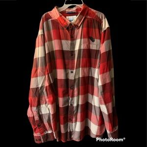 Red Columbia long sleeve shirt,XL checkered button down.